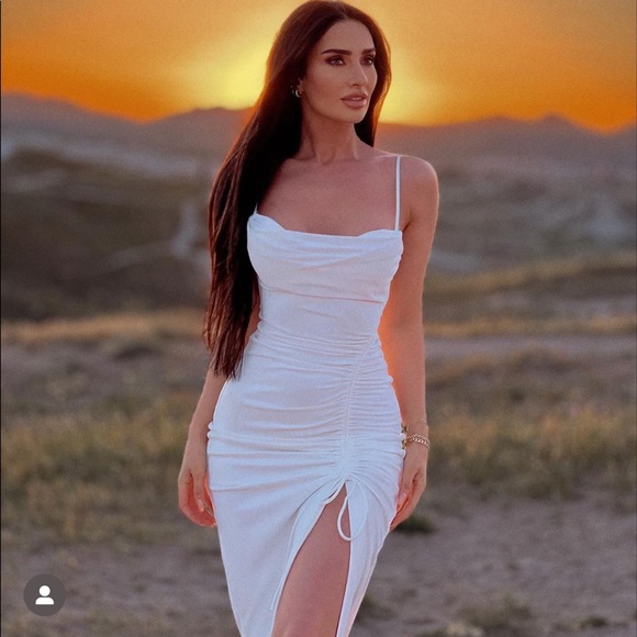 ZARA DRAPED MIDI DRESS - Picture 14 of 16